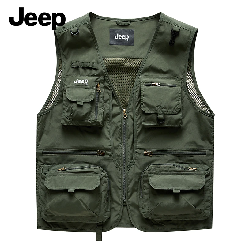 JEEP/吉普2025新款纯色多口袋钓鱼马甲四季通用宽松型多口袋薄款