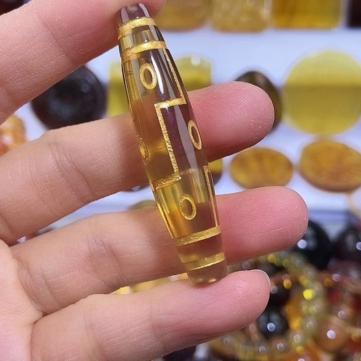 琥珀未镶嵌吊坠(不含链)天然缅甸琥珀金棕九眼天珠