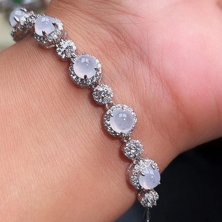 翡翠银S925镶嵌戒指缅甸天然A货翡翠手链