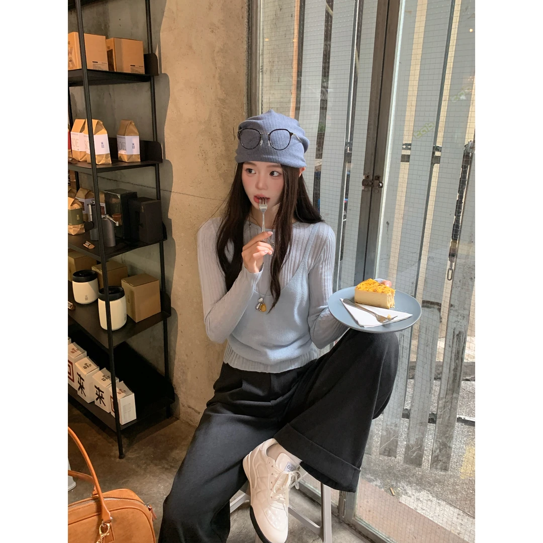 切糕自制【怦然瞬间】小个子秋季女流光风纯欲松弛两件套天丝套装