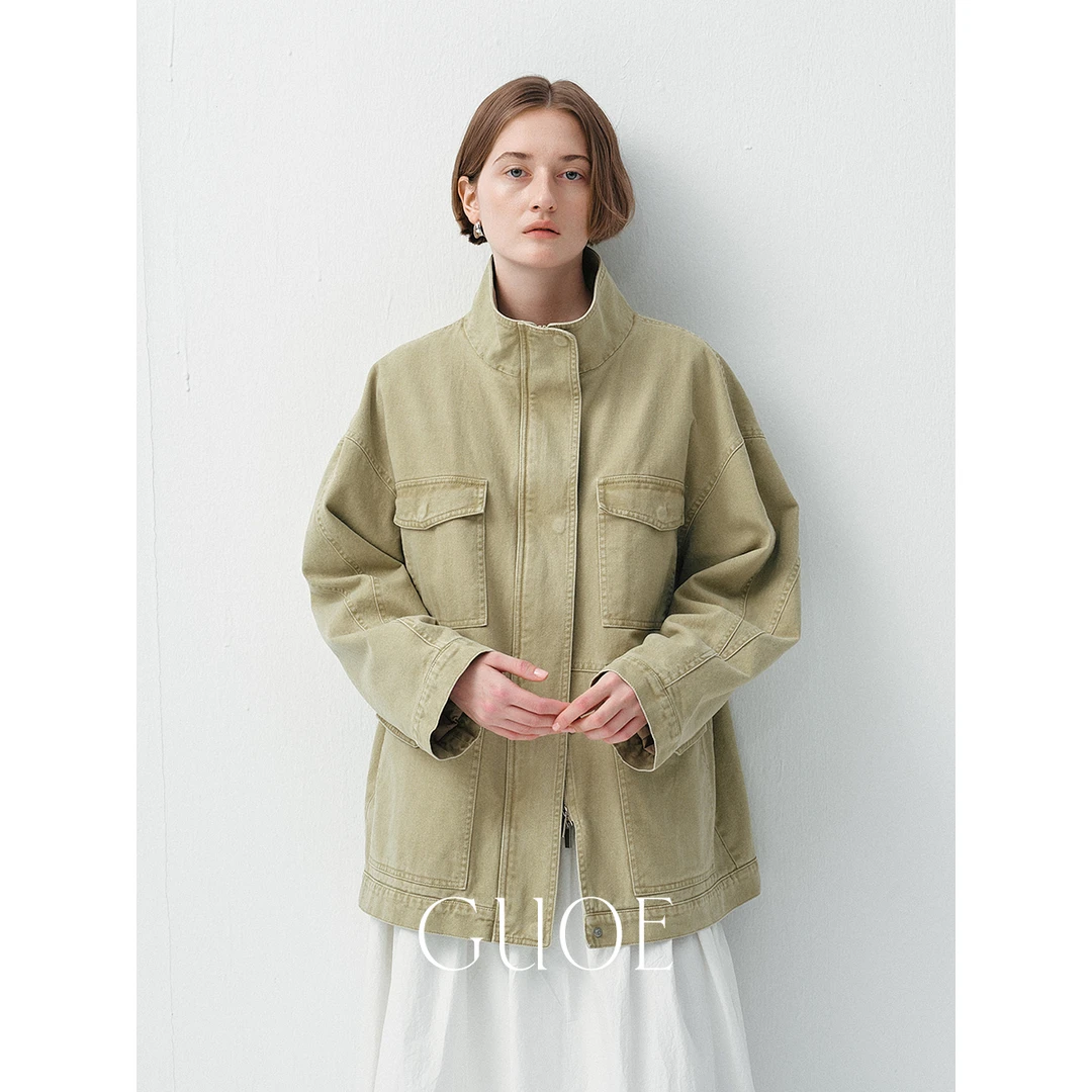 GUOE/春季B入 荃棉经典工装风水洗立领清新干净宽松夹克外套31247