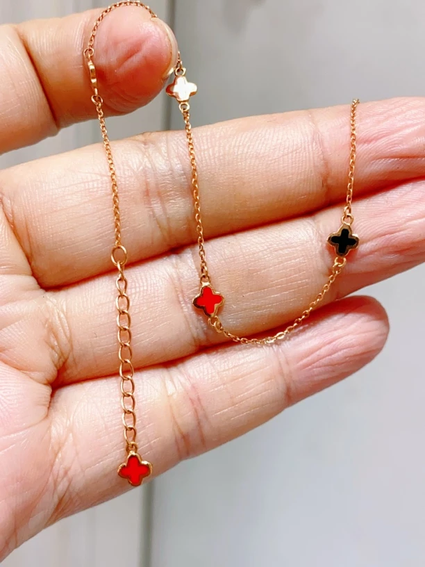 18K多色烤漆四叶草手链1.14