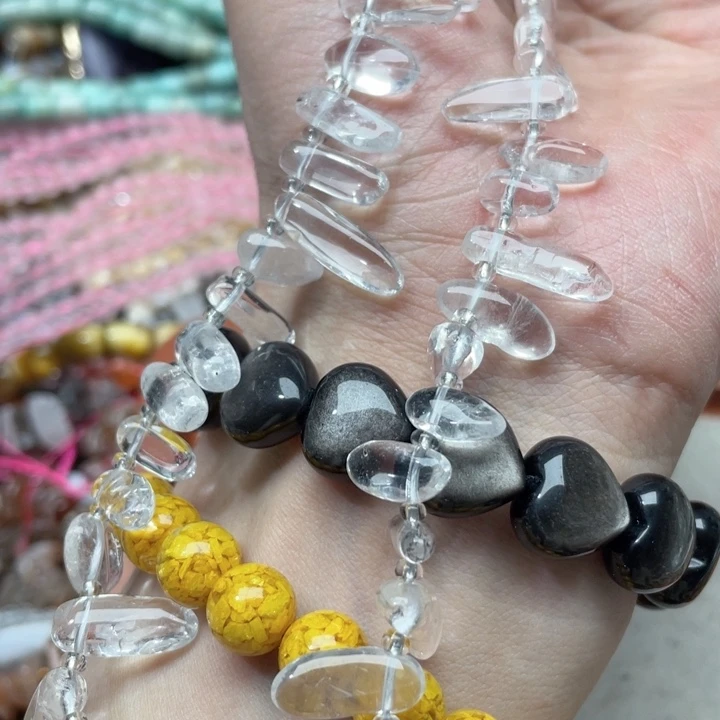 玛瑙/玉髓合金珠宝半成品一条白水晶卡子