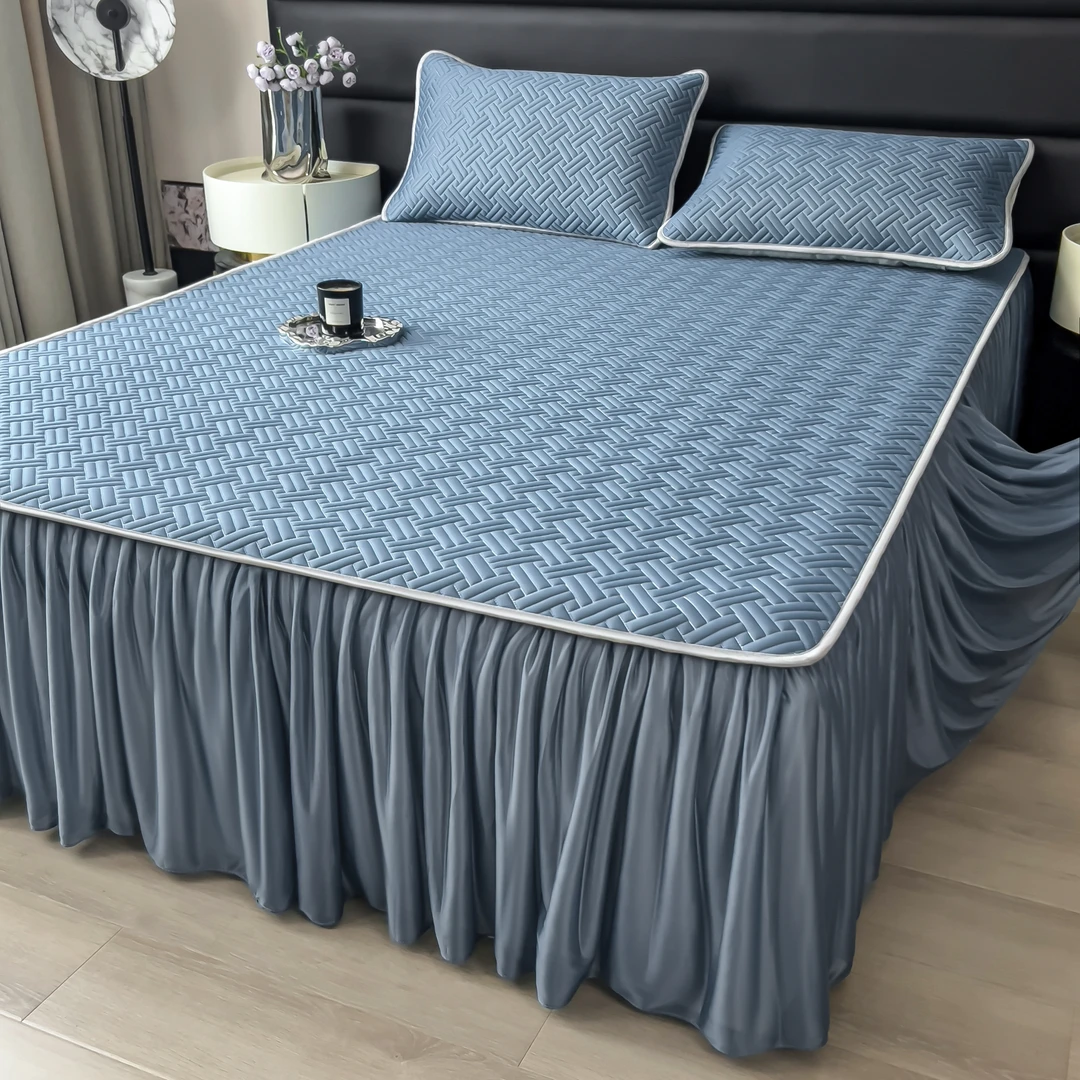 夏天加厚乳胶凉席床裙款空调席夏季单双人全包床罩可机水洗冰丝席