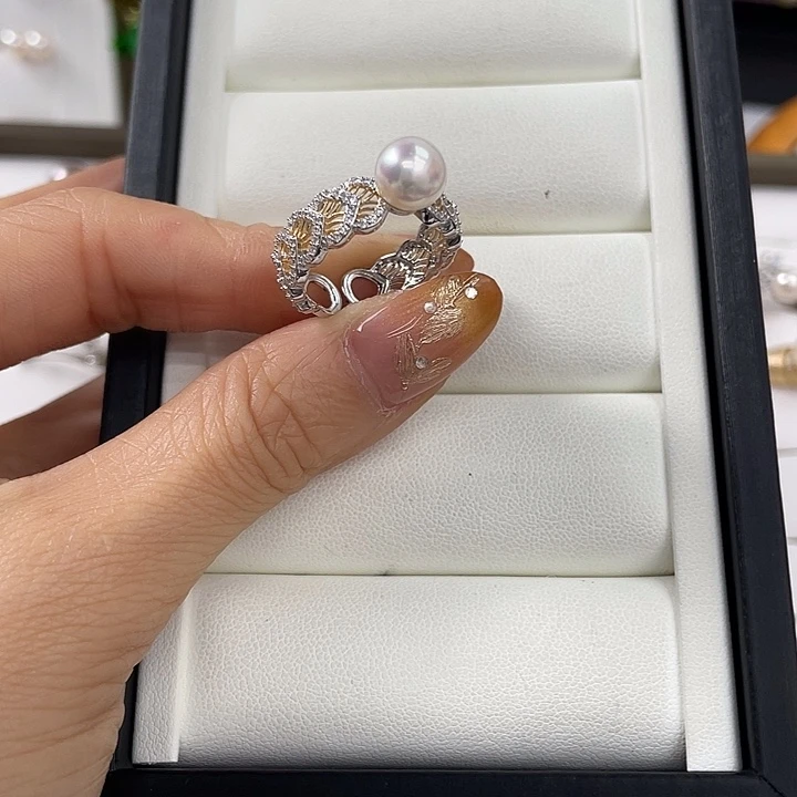 银S925镶嵌海水珍珠戒指