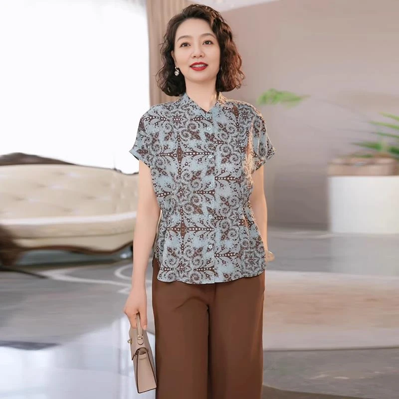 俞兆林2025新款妈妈装夏季时尚洋气质衬衫中老年女装宽松新中式小