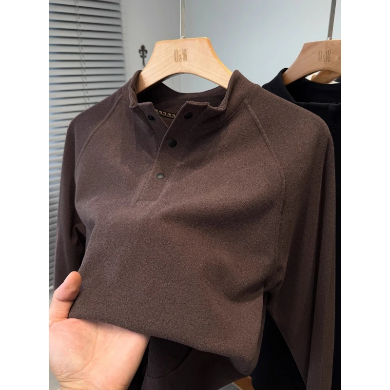 2-300斤大码磨毛德绒打底衫男装秋冬季半高领t恤肥佬长袖内搭上衣