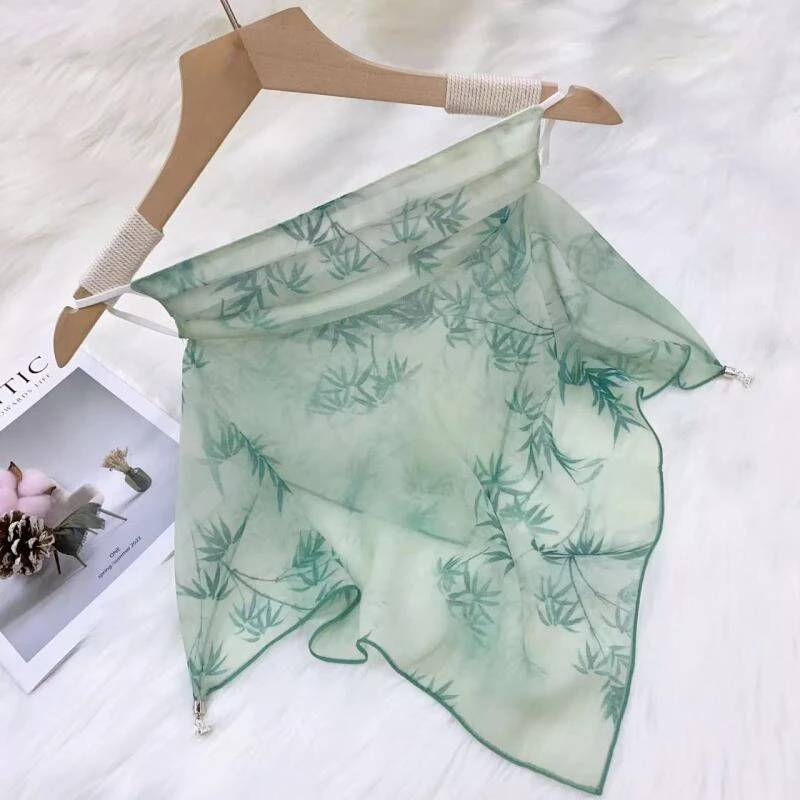 T034【青竹报喜】面纱春夏时尚围巾气质百搭