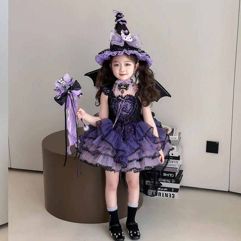 女童紫色库洛米洛丽塔连衣裙儿童小女孩洋气走秀生日礼服公主裙子