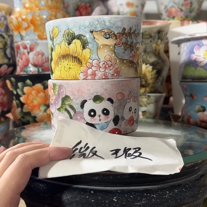 景德镇手绘花盆满38包邮偏远地区除外