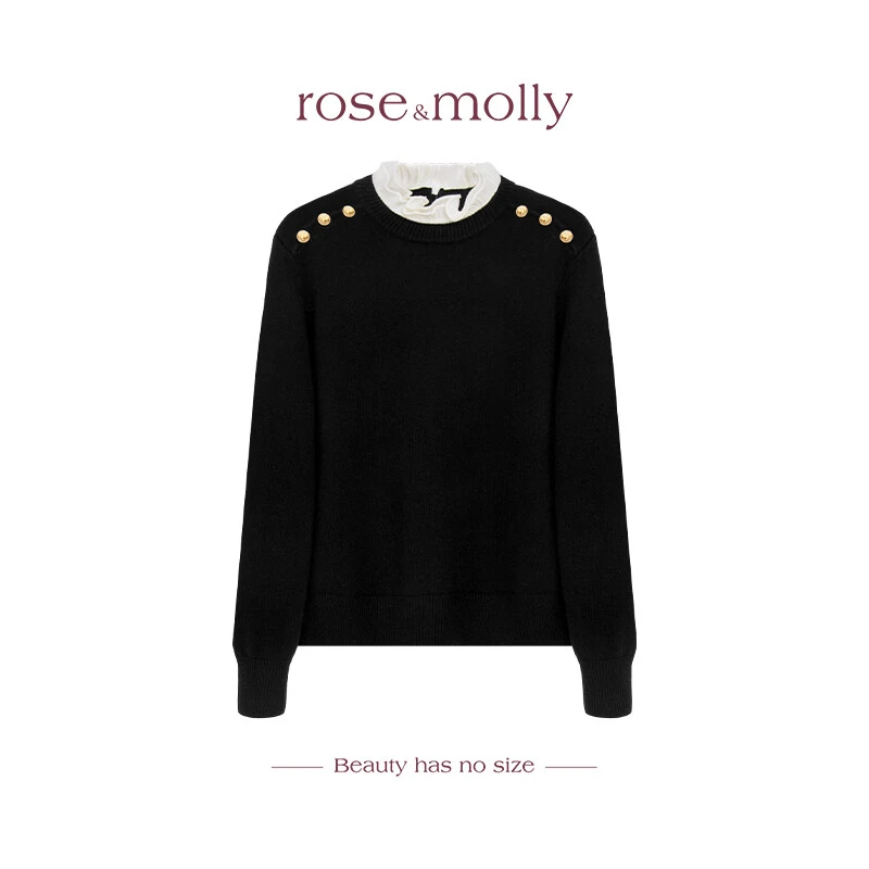 显瘦定制【莉莉安毛衣】1oo羊毛花边领上衣法式气质针织衫RAM420