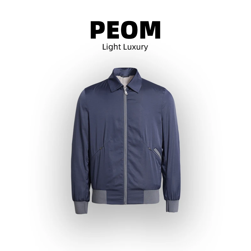 867301欧若风绵羊皮轻奢夹克纯色薄款翻领休闲飞行上衣外套