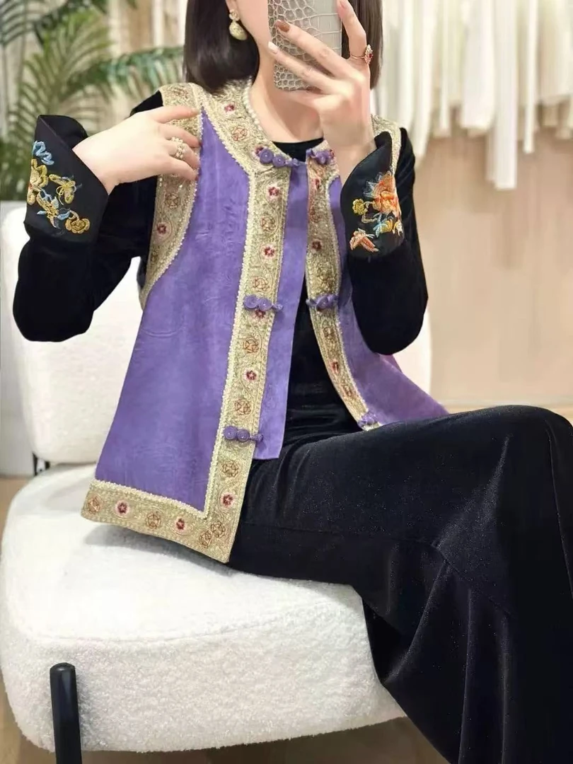 新中式盘扣刺绣双面穿马甲2025A6766-婷婷