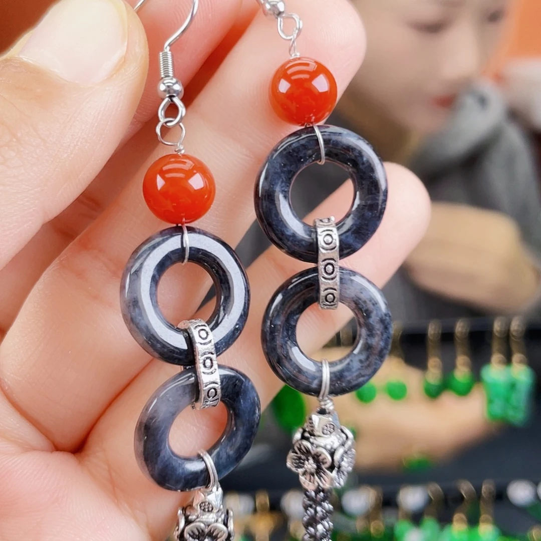 翡翠未镶嵌耳饰饰品