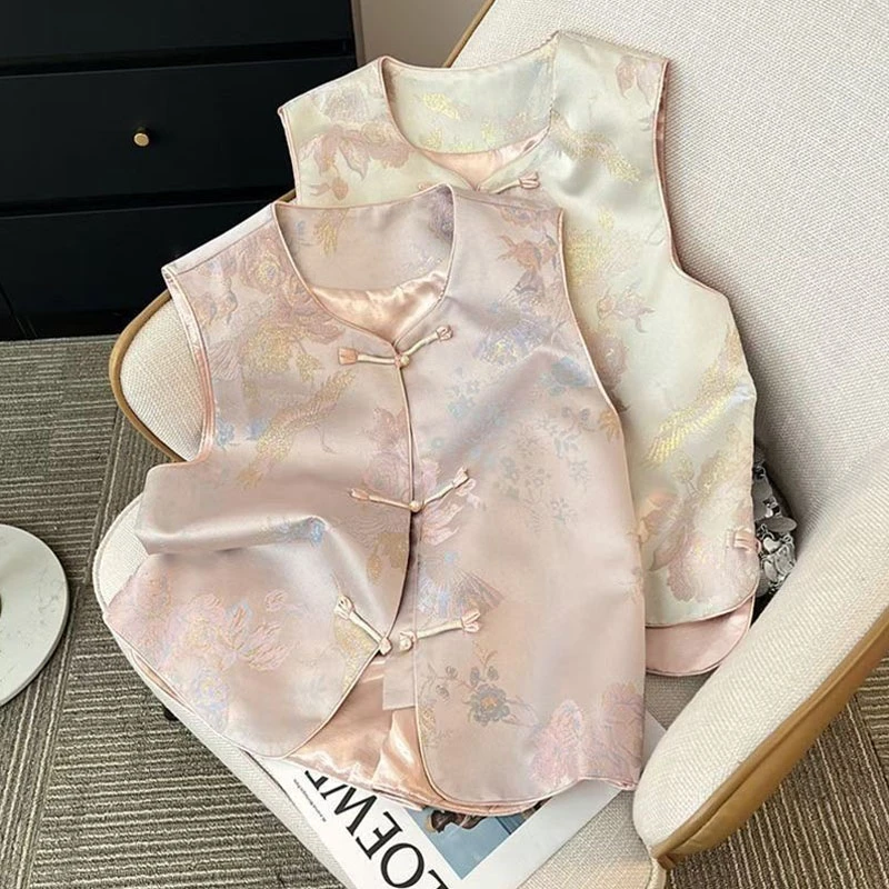 【鹤】新款马甲女气质百搭织花无袖新中式国风设计感圆领马夹