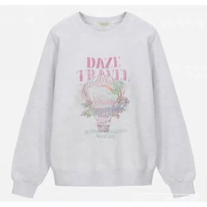 SS25448  星期四岛屿做旧印花插肩袖毛圈圈卫衣