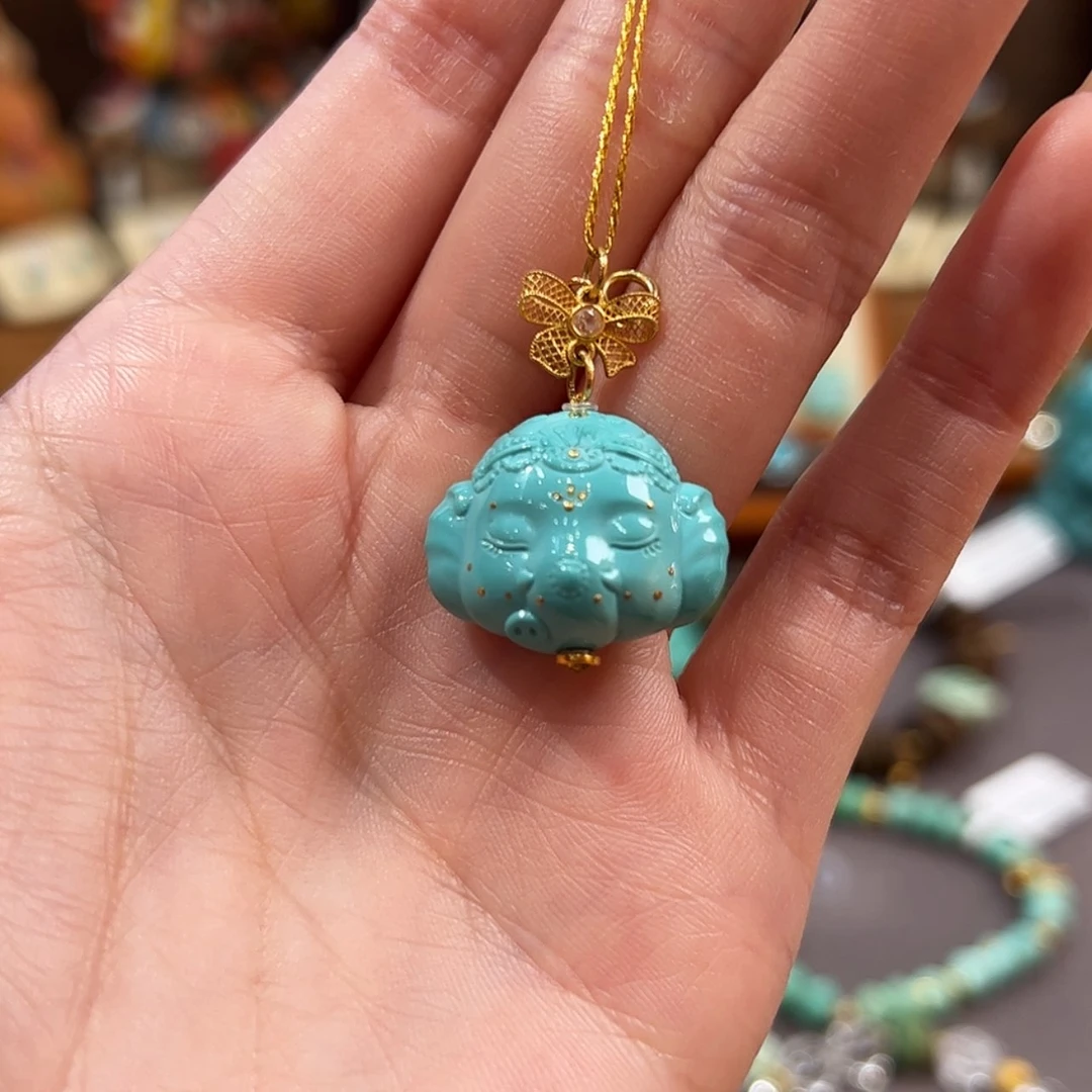 【闪购商品】18K金镶嵌绿松石吊坠(不含链)