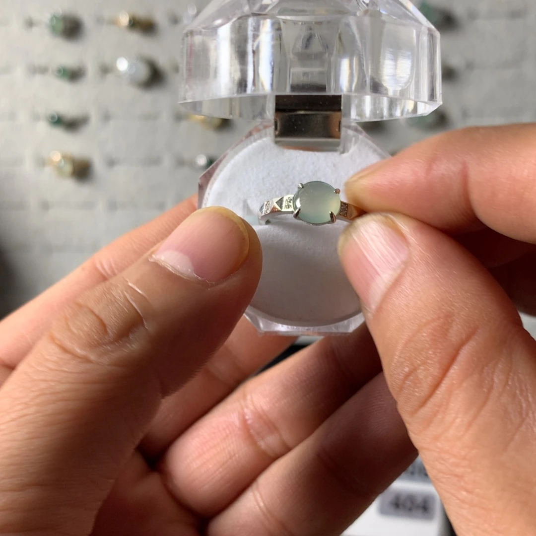 熬***使翡翠银S925镶嵌戒指403