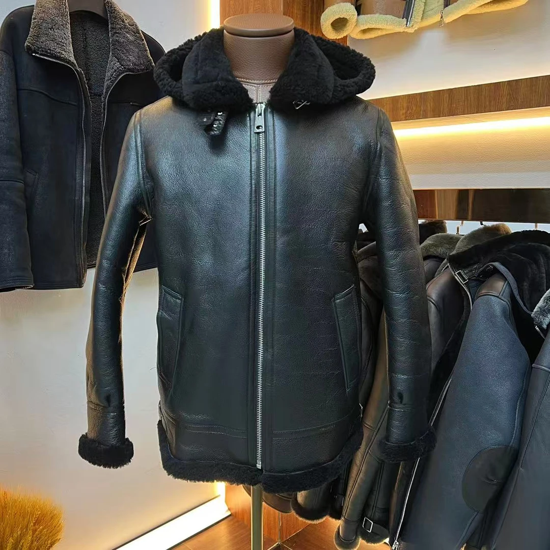 BENZHI/男士皮毛一体休闲时尚冬季2025年新款皮草外套简约防风