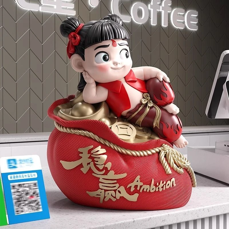 稳赢哪吒招财摆件朋友开业礼物公司店铺前台装饰家居乔迁新居礼品