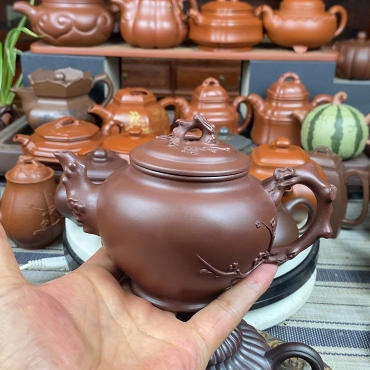 茶壶紫砂梅报春320cc原矿老紫泥特价