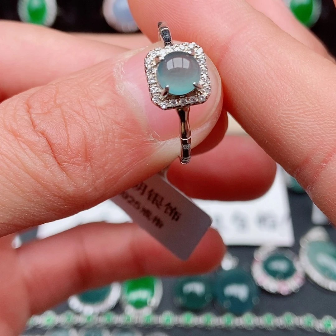 翡翠戒指银S925镶嵌0964158