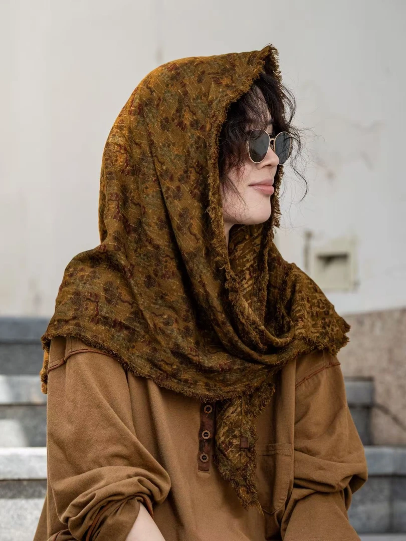 【大漂亮推荐】疯子张2025年春季新款休闲百搭复古时尚三角巾#08444