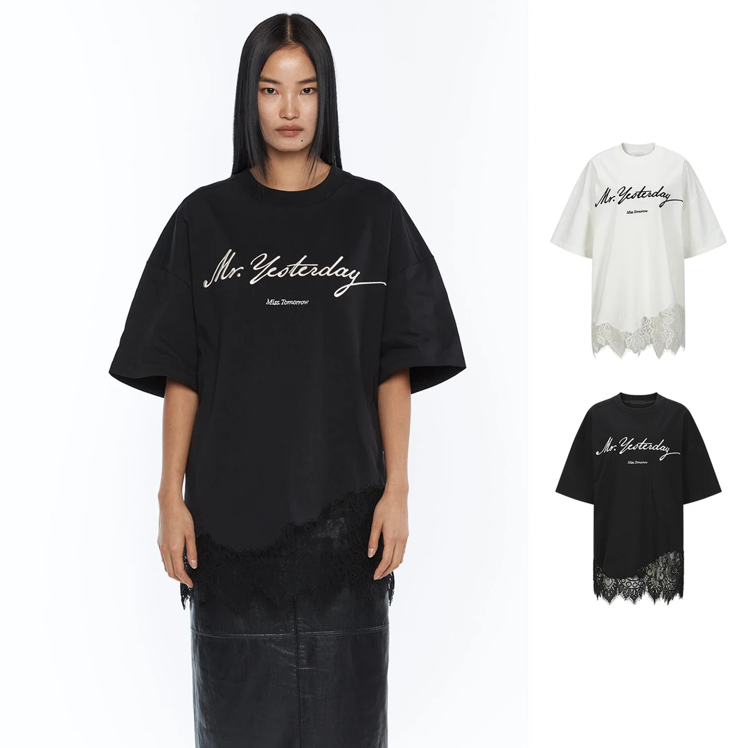 YCH设计师品牌 蕾丝拼接短T恤时尚休闲女 DSC买手店 DY5Y03013