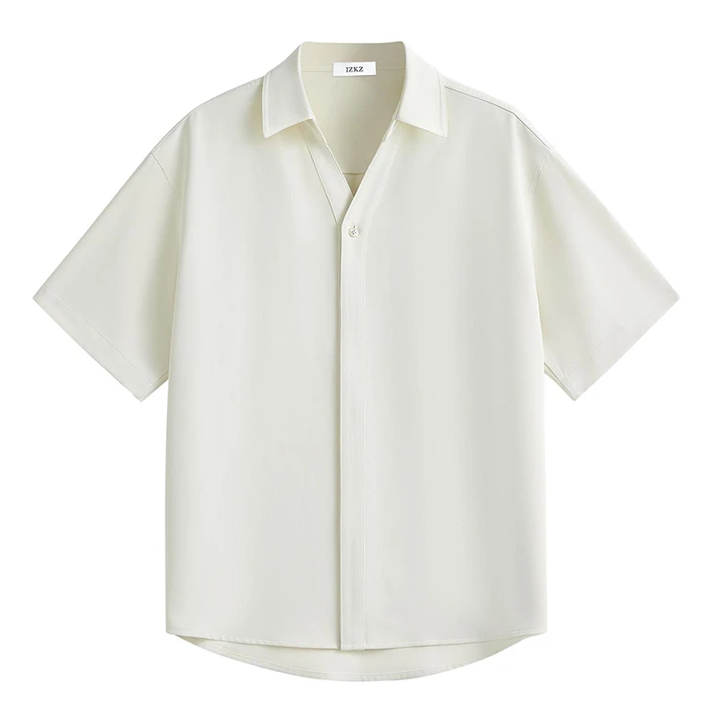冰丝垂感短袖衬衫男女同款夏季垂感雪纺免烫衬衣时尚百搭半袖上衣