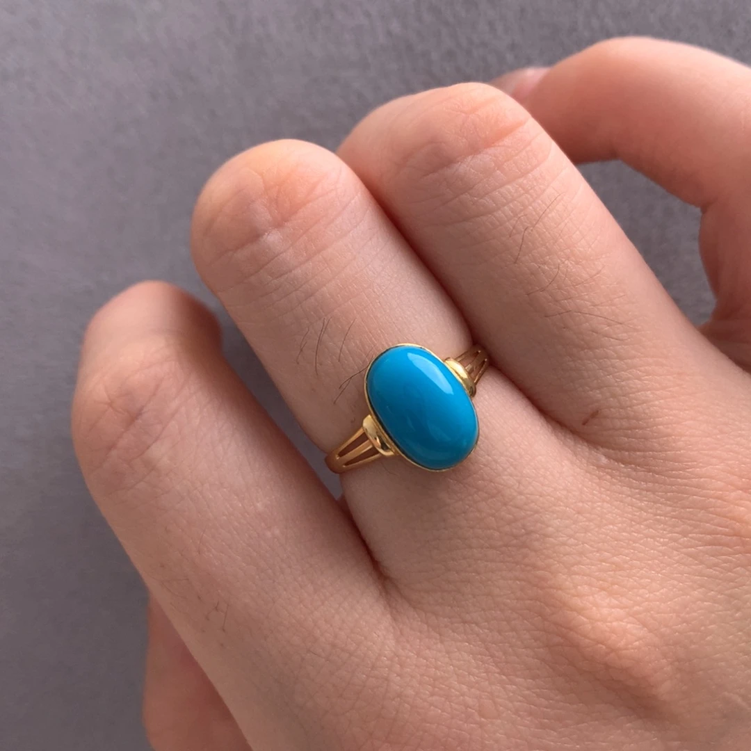 18K金镶嵌绿松石戒指