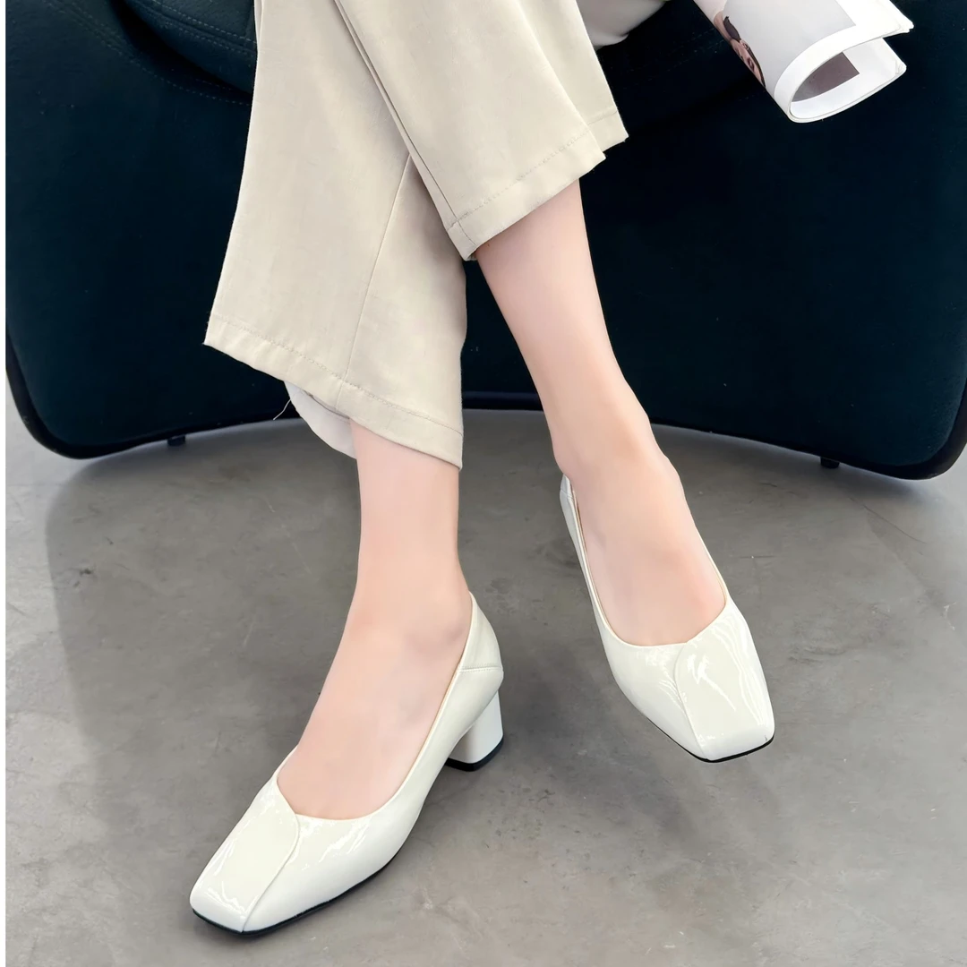 粗跟不累脚浅口单鞋2025新款爆款夏款轻便防滑一脚蹬DG5581-6