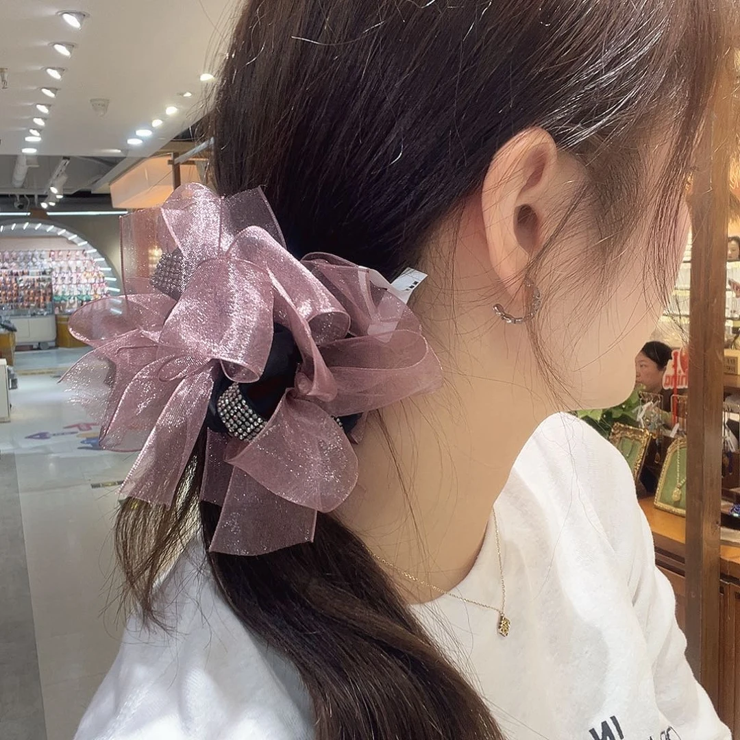 布艺非金属粉紫纱蝴蝶结肠圈