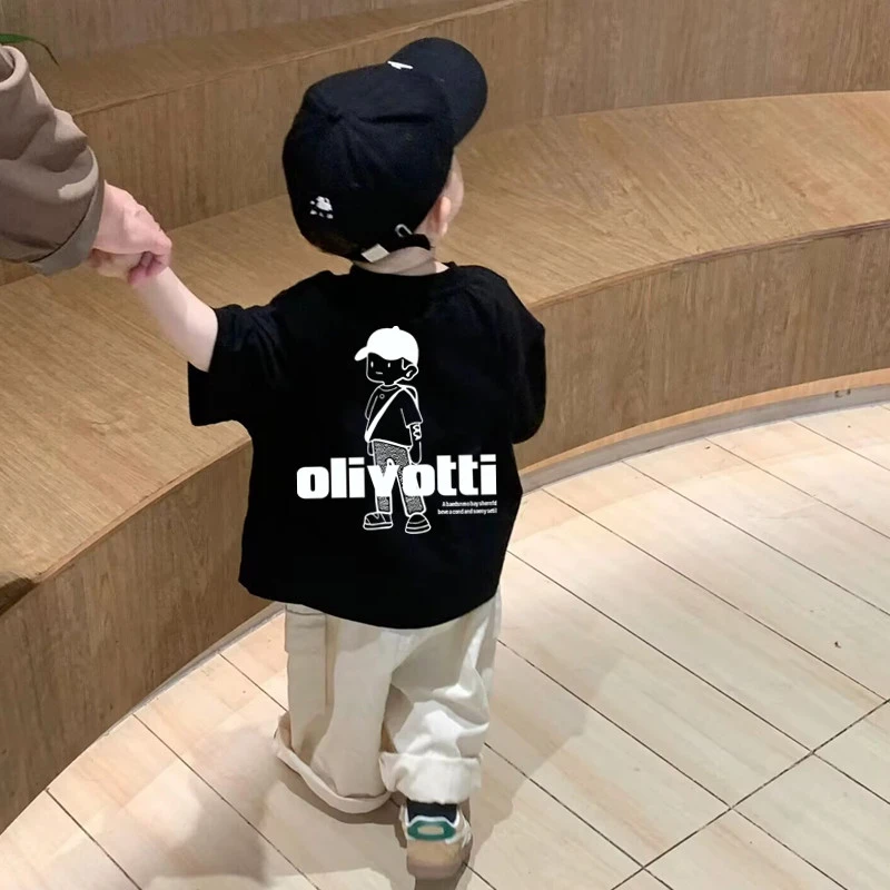 纯棉半袖T恤男童时尚休闲夏季新款百搭韩范短袖圆领打底衫上衣潮