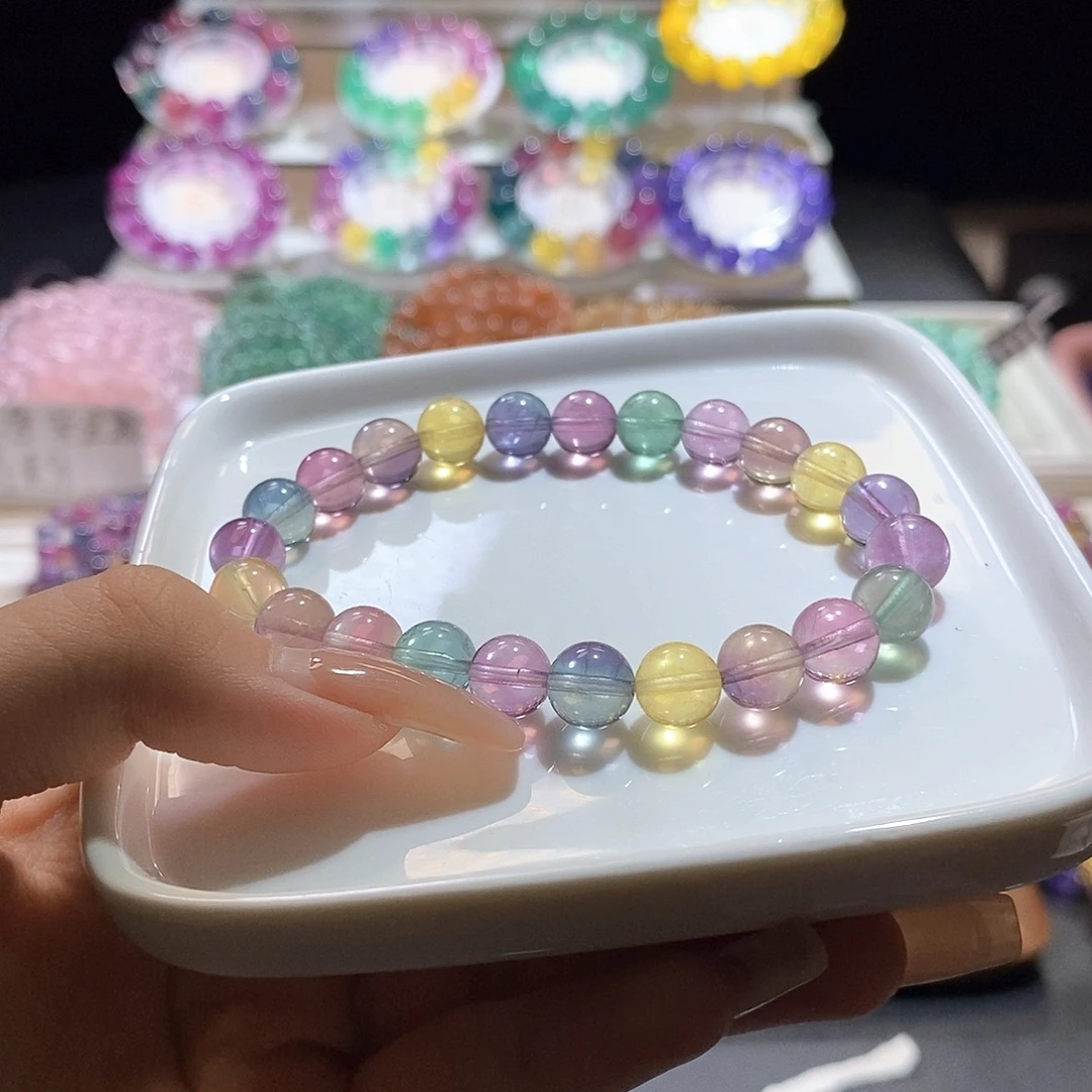 未镶嵌手链萤石糖果色彩虹