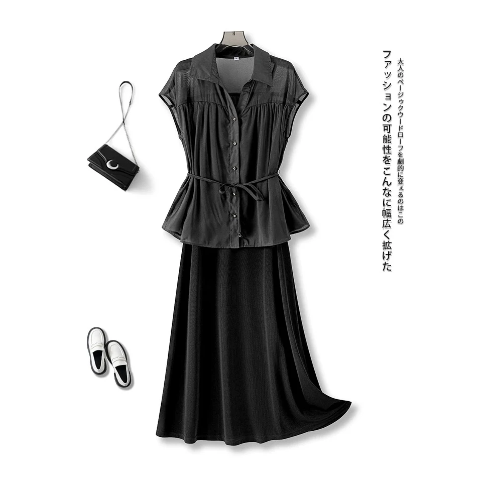 无印心匠D88983 韩版衬衫配吊带连衣裙夏季新款洋气减龄 K815