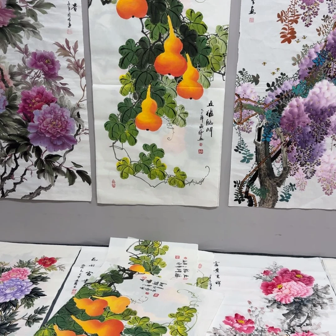 汪***海国画大小四张葫芦
