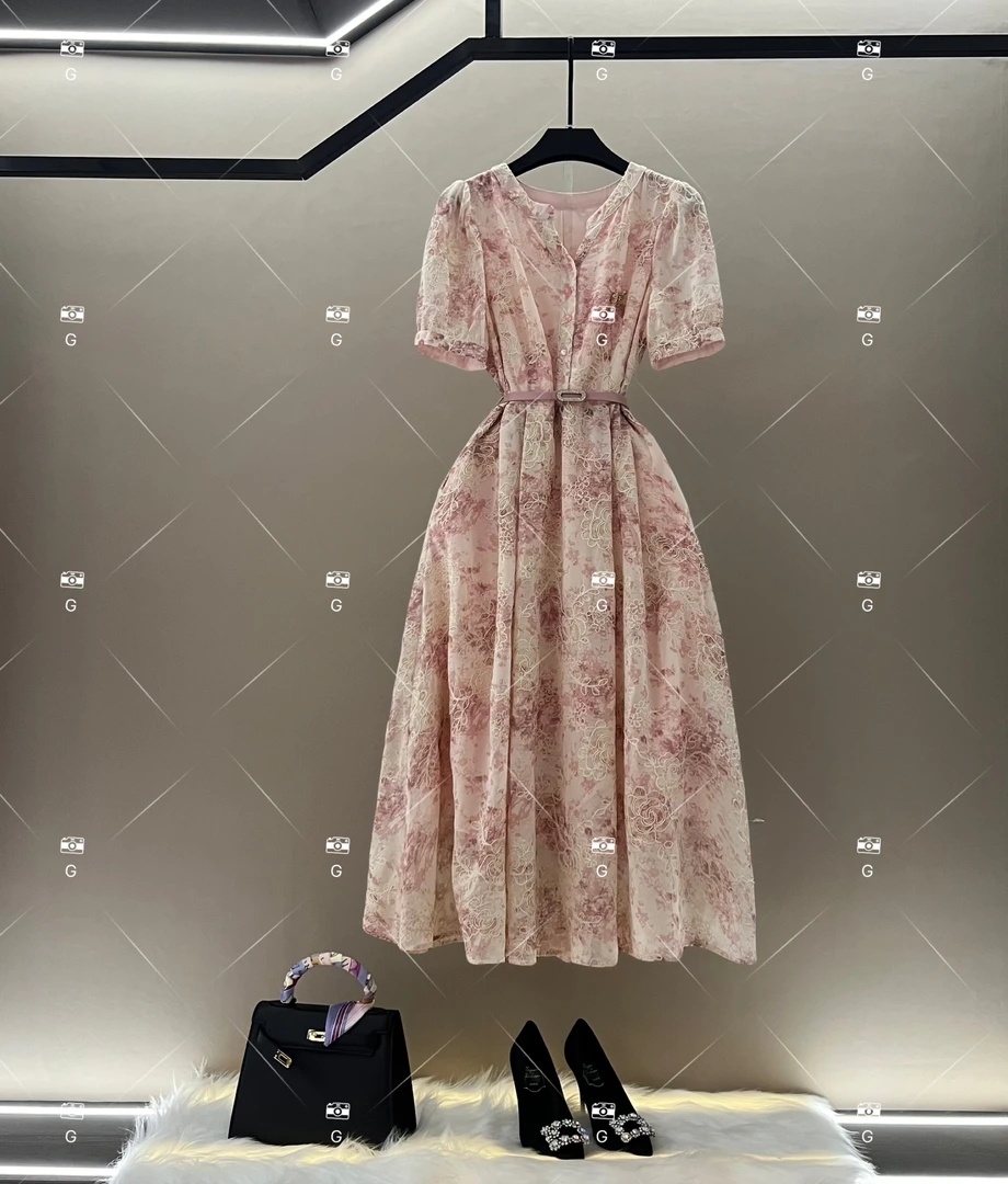 春夏优雅百搭时尚显瘦气质连衣裙 GS-57109