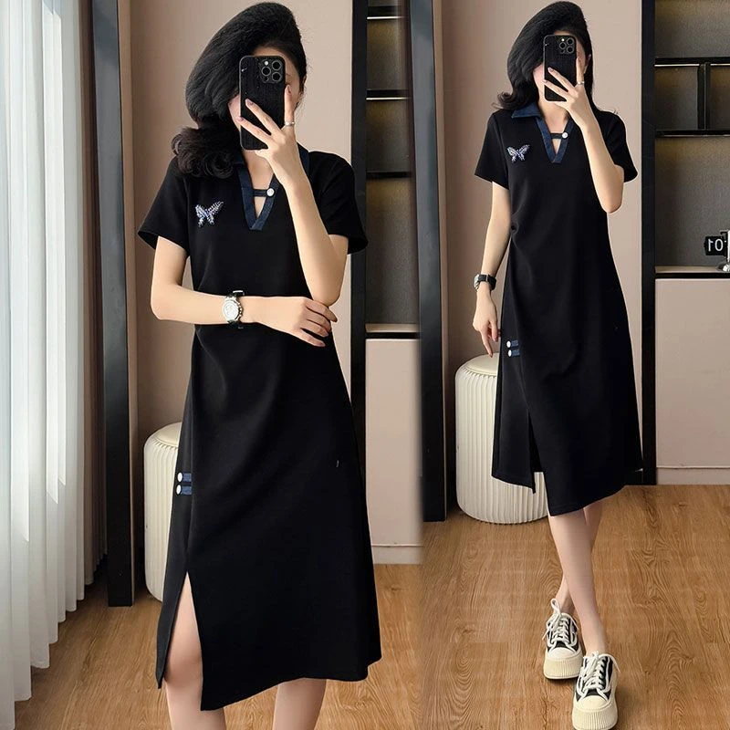 轻奢高级感卫衣连衣裙夏新款宽松显瘦气质减龄网红设计感休闲裙子