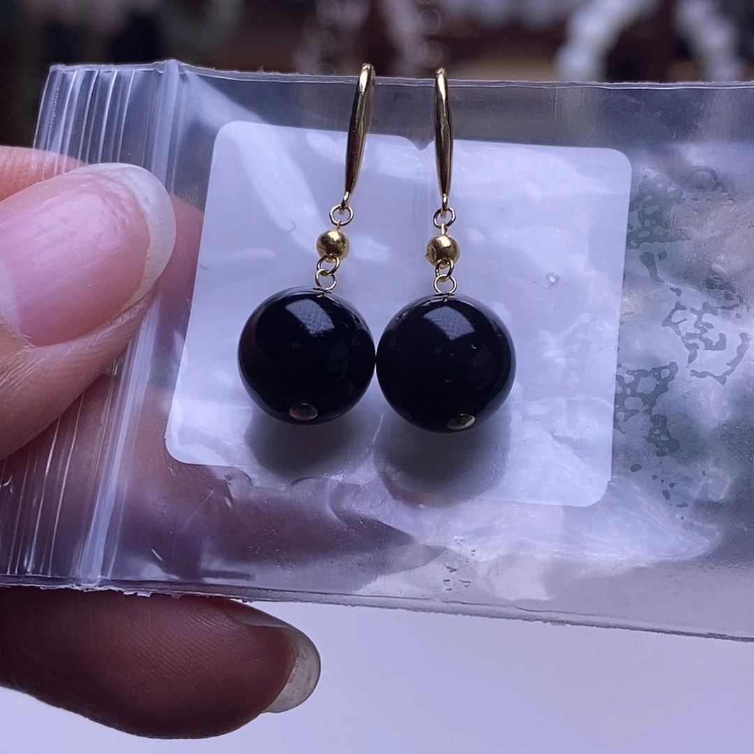 颈饰未镶嵌和田玉毕业级老坑料浓烟紫帝王紫银耳坠10m