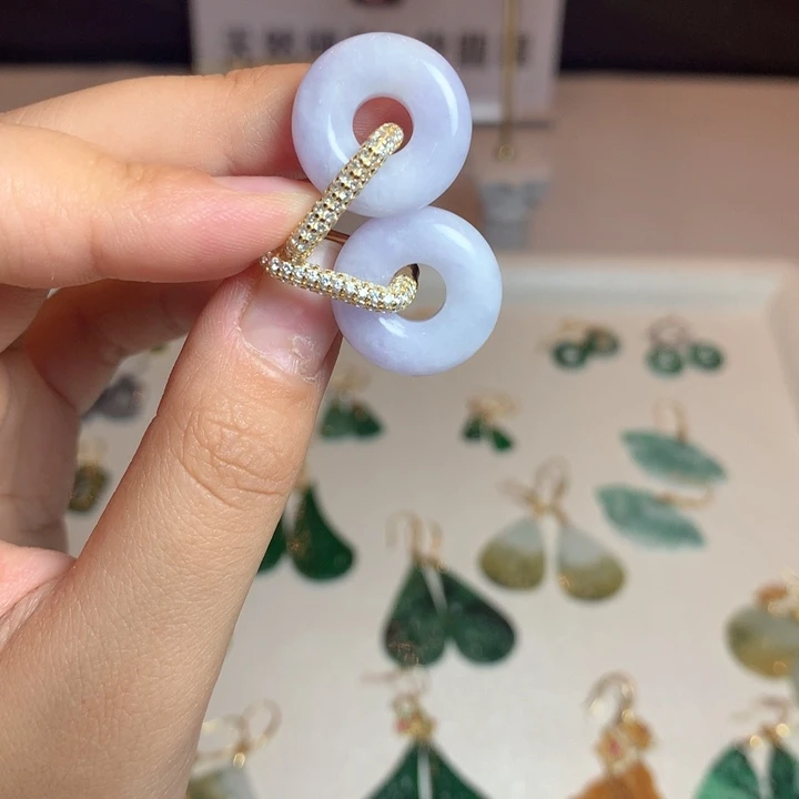 翡翠银S925镶嵌耳坠耳饰