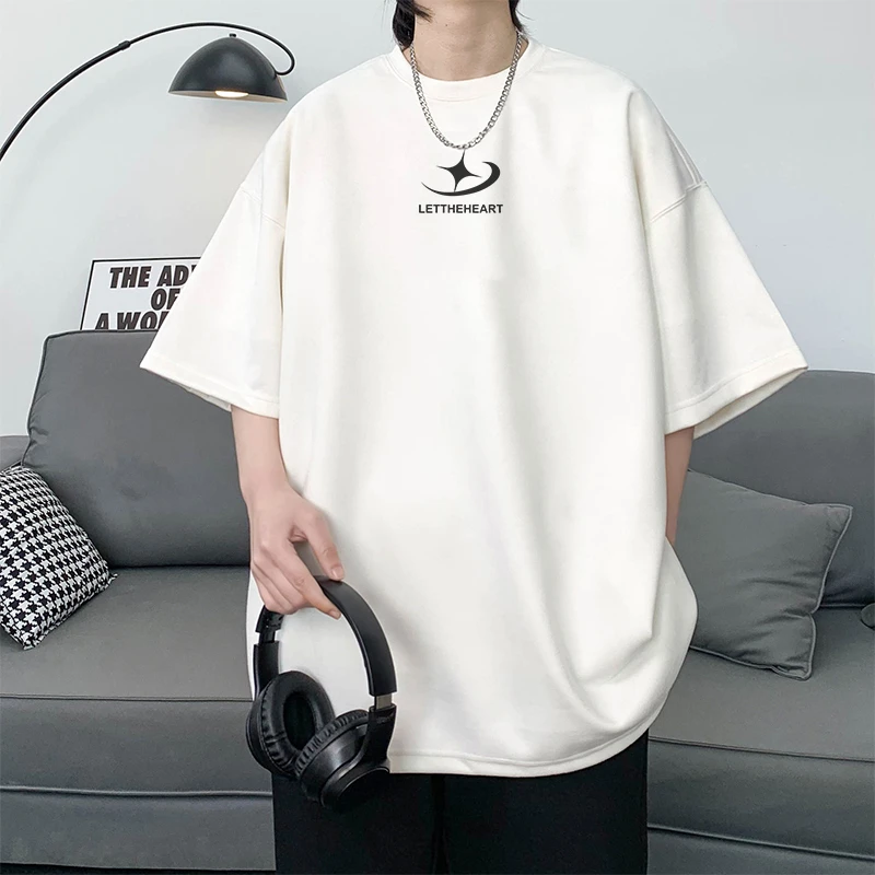 短袖男t恤夏季新款潮流高级感圆领上衣美式高街体恤夏日穿搭宽松