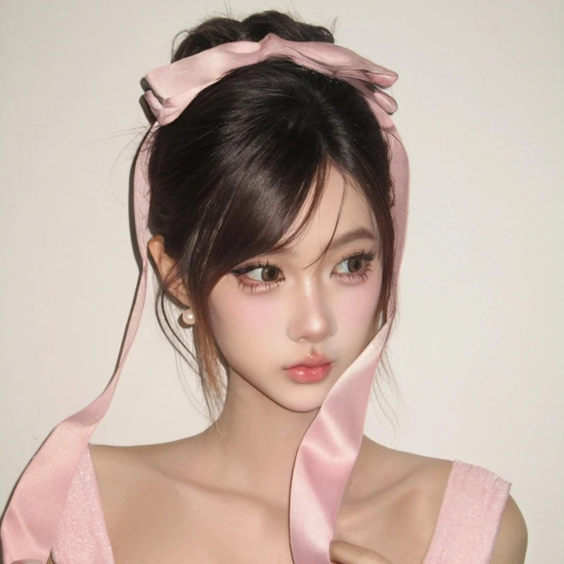 超大双层绸缎蝴蝶结发夹少女芭蕾风丝带发卡顶夹头饰飘带边夹发饰