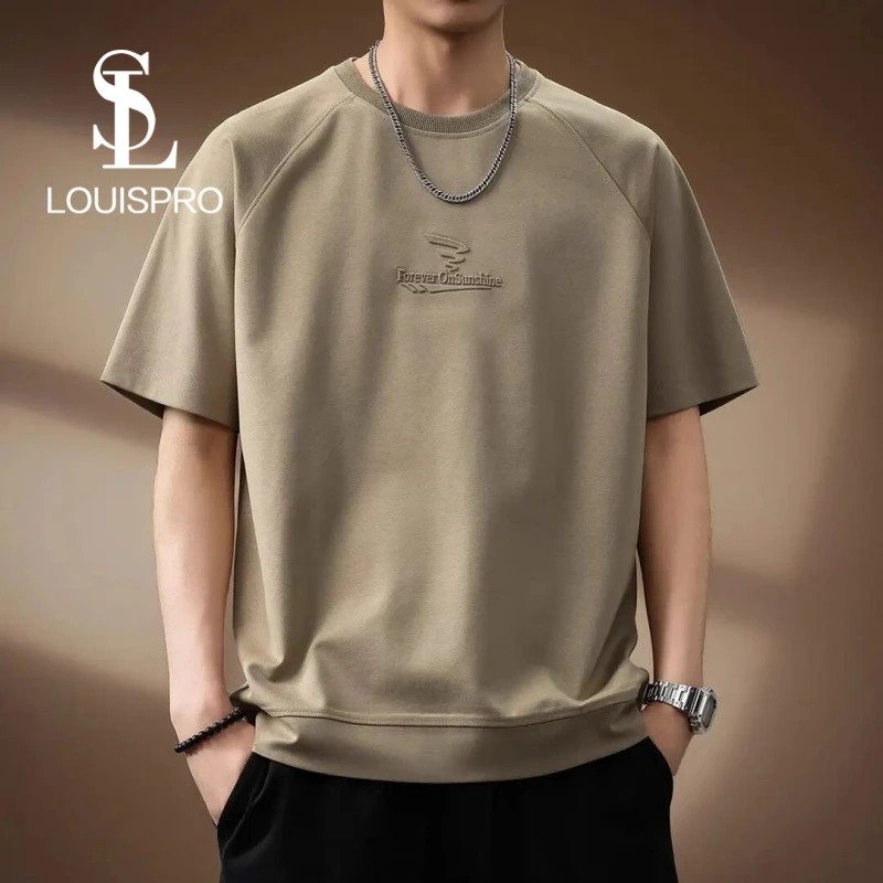 Louispro高端莱赛尔软糯印花短袖T恤男2025夏季新款美式