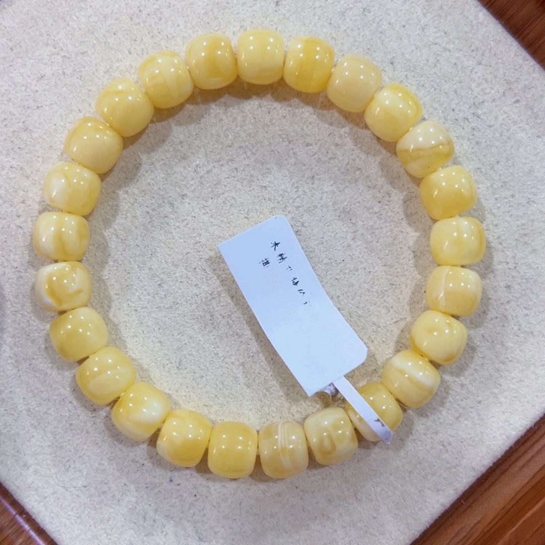 手链蜜蜡未镶嵌8.5m浓蜡金白妖花 开播福利 漏！