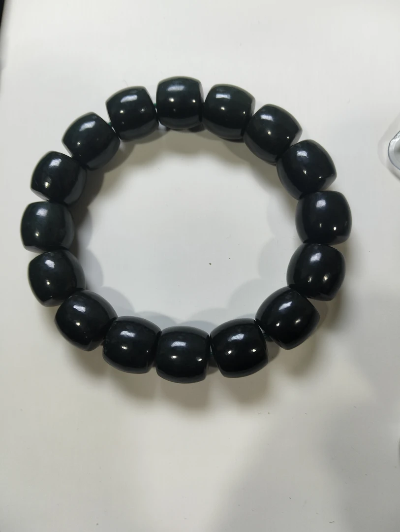 和田玉手串直切珠卡14