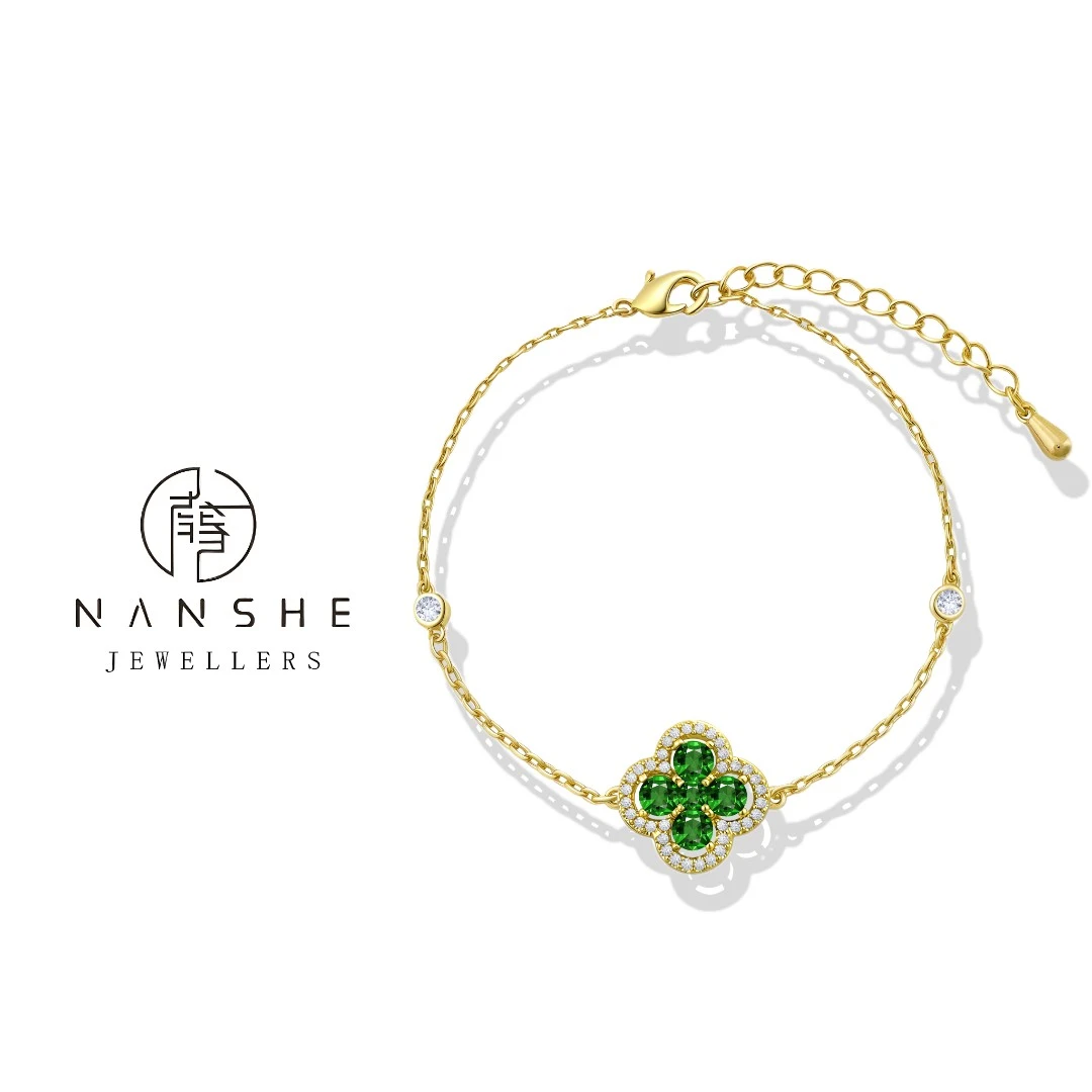 NANSHE/南奢 绿色四叶草气质手链L1298 XY
