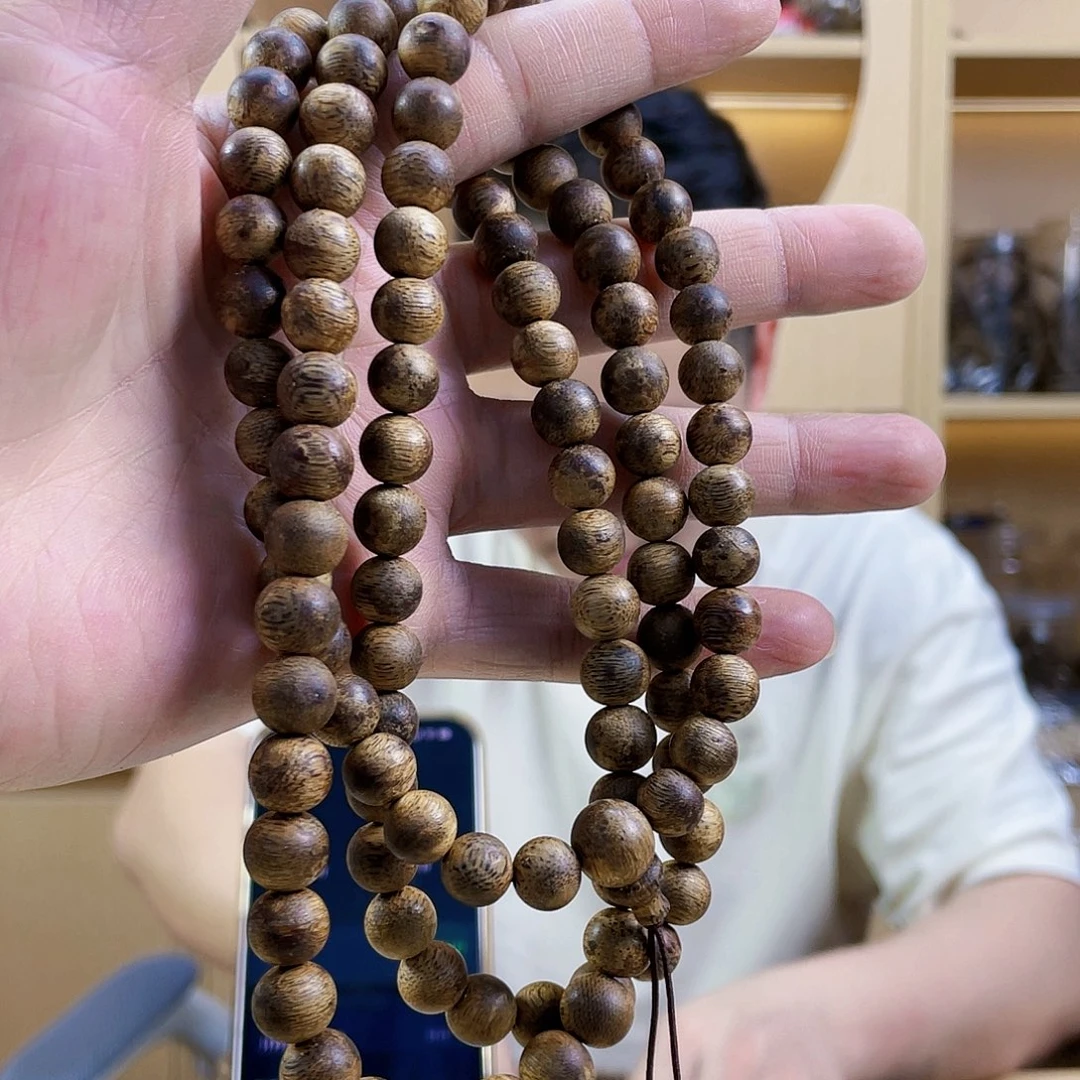 海***℃沉香沉香碎屑拍老料圆珠长串09/29.6克+多样性发一