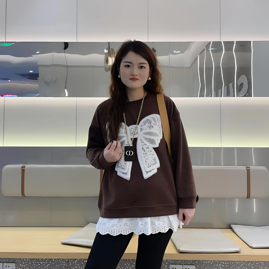【鑫妍专属3】大码胖MM加绒加厚蝴蝶秋冬时尚百搭重工假两件卫衣