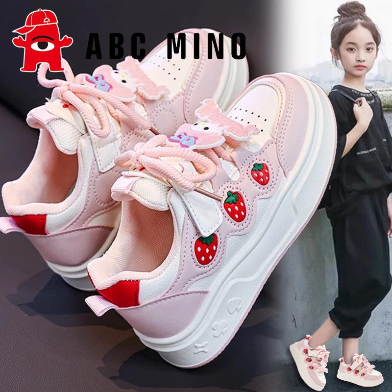 ABC MINO童鞋女童板鞋2025新款夏季儿童小白运动鞋中大童女孩时尚