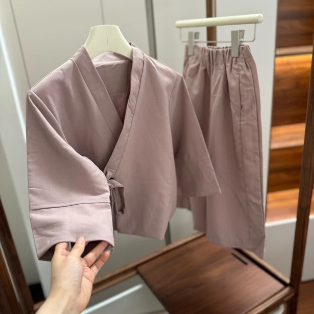 【编号S91】YQ8133-09-儿童绑带西服套装 粉色-CC+